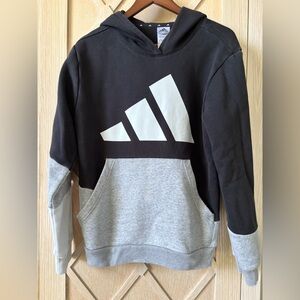Adidas Kids’ Black and Gray Colorblock Hoodie
